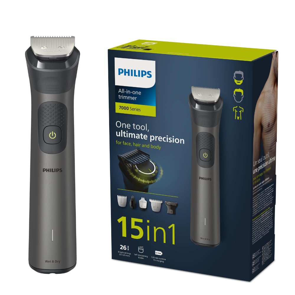 Philips All-in-One Series 7000, Multigroom 15-in-1 Face, Hair and